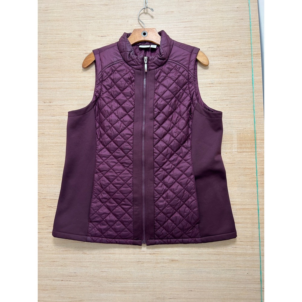 Weekends by Chico's Plum Purple Quilted Puffer Vest Mock Neck‎ Size 2 Large